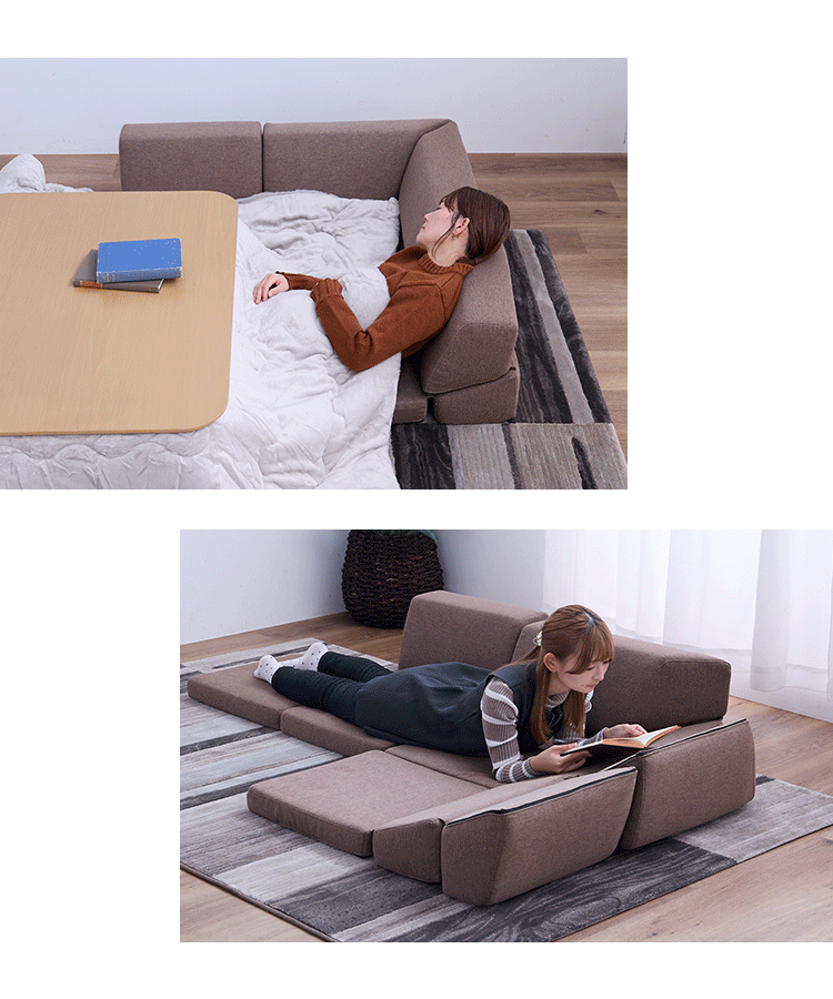 ソファ 組み合わせ自由 4ピース フロアソファ S2525 チャコール1