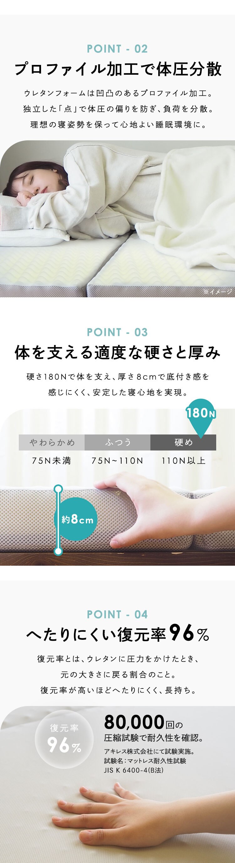 Achilles 調湿機能付き高反発3つ折りマットレス グレー 【時間指定不可】【代引き不可】1