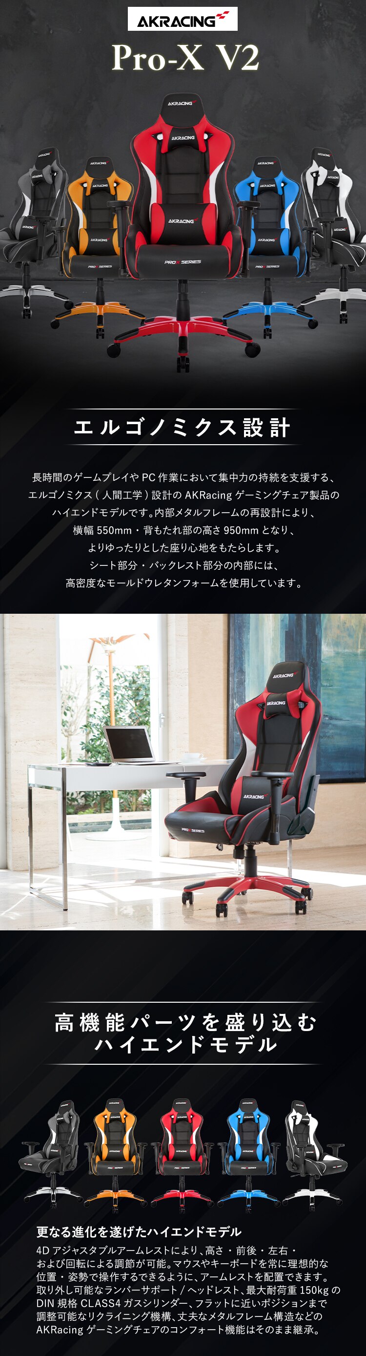 AKRacing エーケーレーシング ゲーミングチェア AKR-Pro-XV2 レッド0