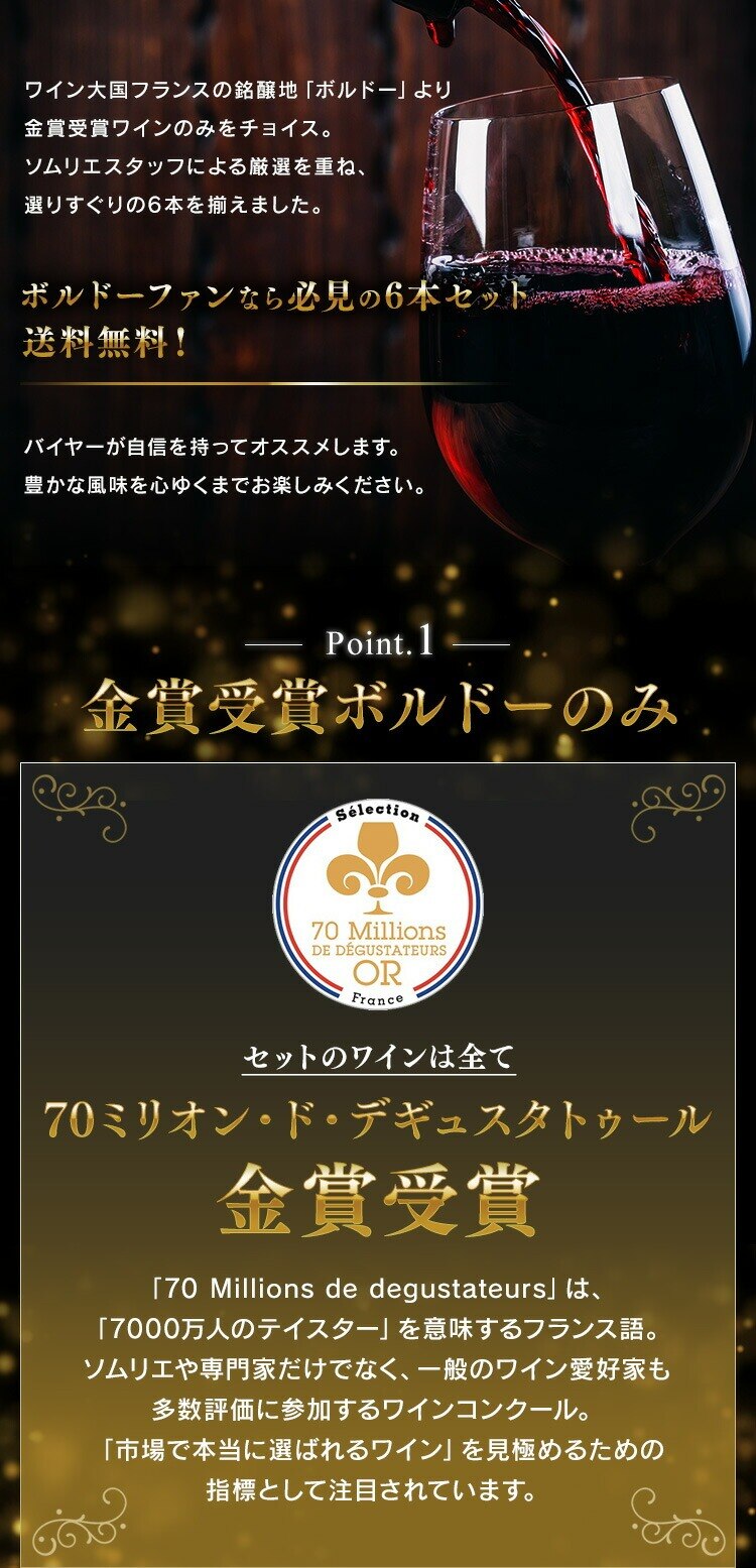 フランス・ボルドー赤ワイン　金賞　6本セット 1