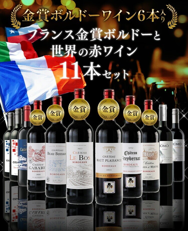 フランス金賞ワインと世界の赤ワイン 11本セット0