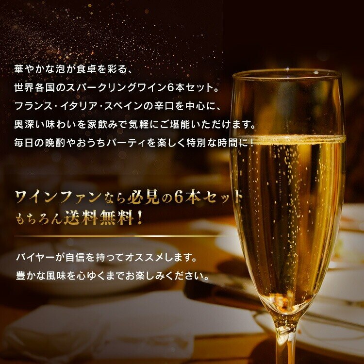  スパークリングワイン 6本セット【前払い不可】【代引き不可】【同梱不可】1