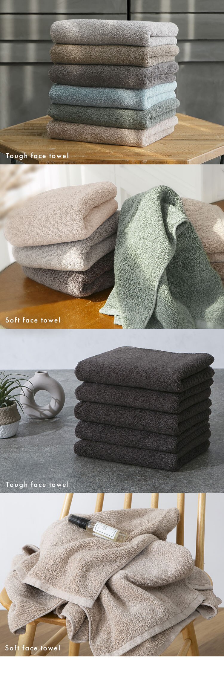 スマートエール しっかり長持ちフェイスタオル 10枚 ダスティグリーン5