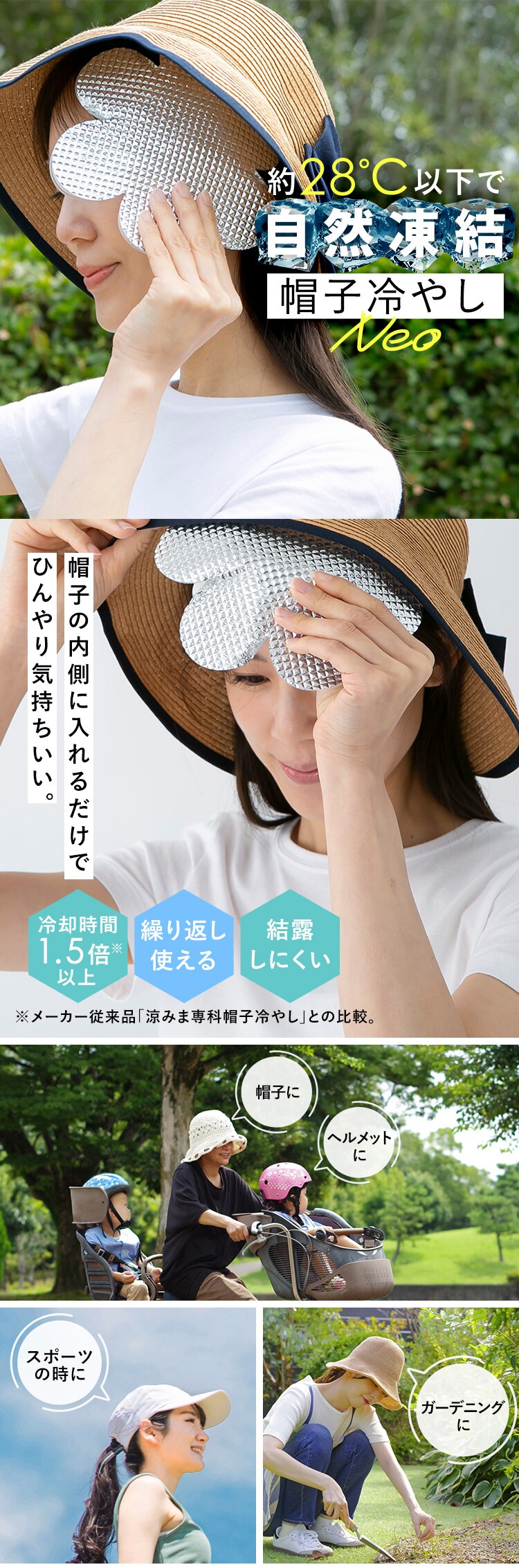 涼みま専科　帽子冷やし　冷感シート　直径約18cm ホワイト0