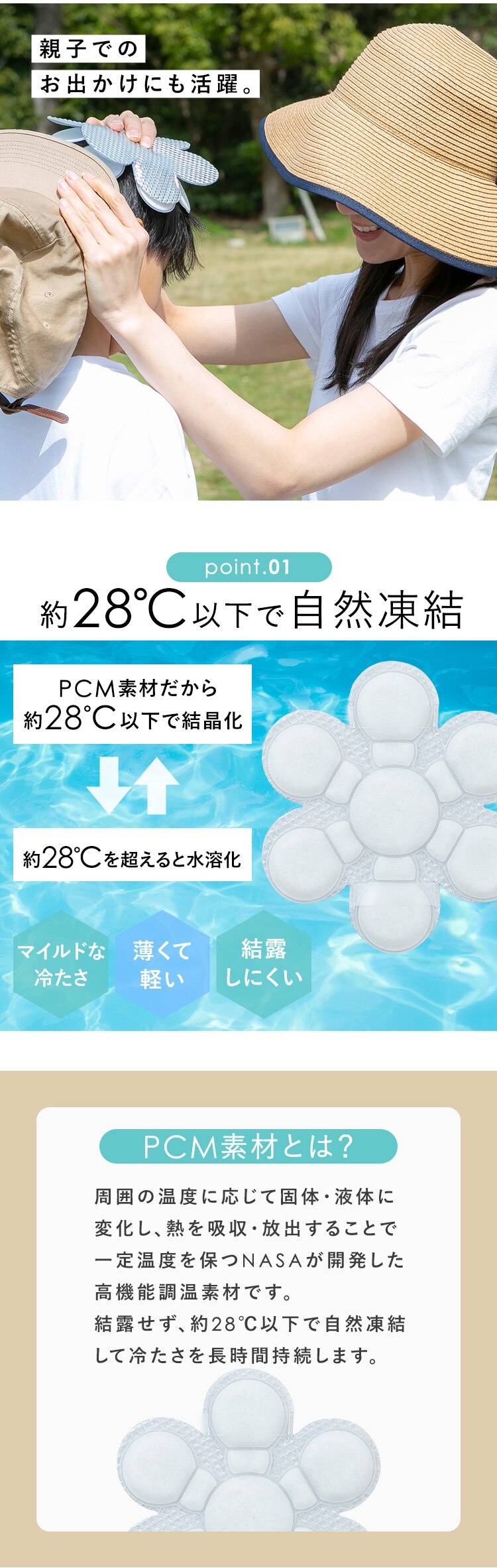 涼みま専科　帽子冷やし　冷感シート　直径約18cm ホワイト1