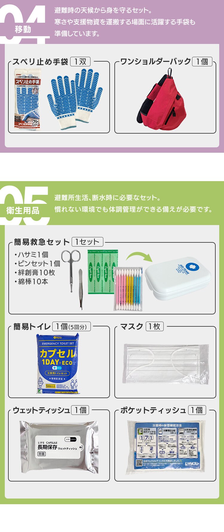 ＼新商品・公式店限定／防災グッズ セット 23点 防災セット 1人用 防災 避難グッズ ハンディファン カイロ 保存水 非常食 防災用品 非常用トイレ 一人用2