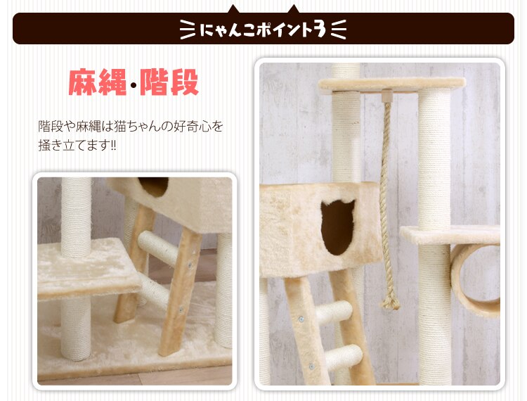 ≪天井突っ張り≫キャットタワー QQ80037 ベージュ4