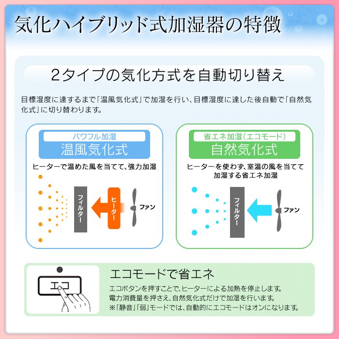 気化ハイブリット加湿器 500ml ARK-500Z-N ゴールド (イオン発生装置搭載)2