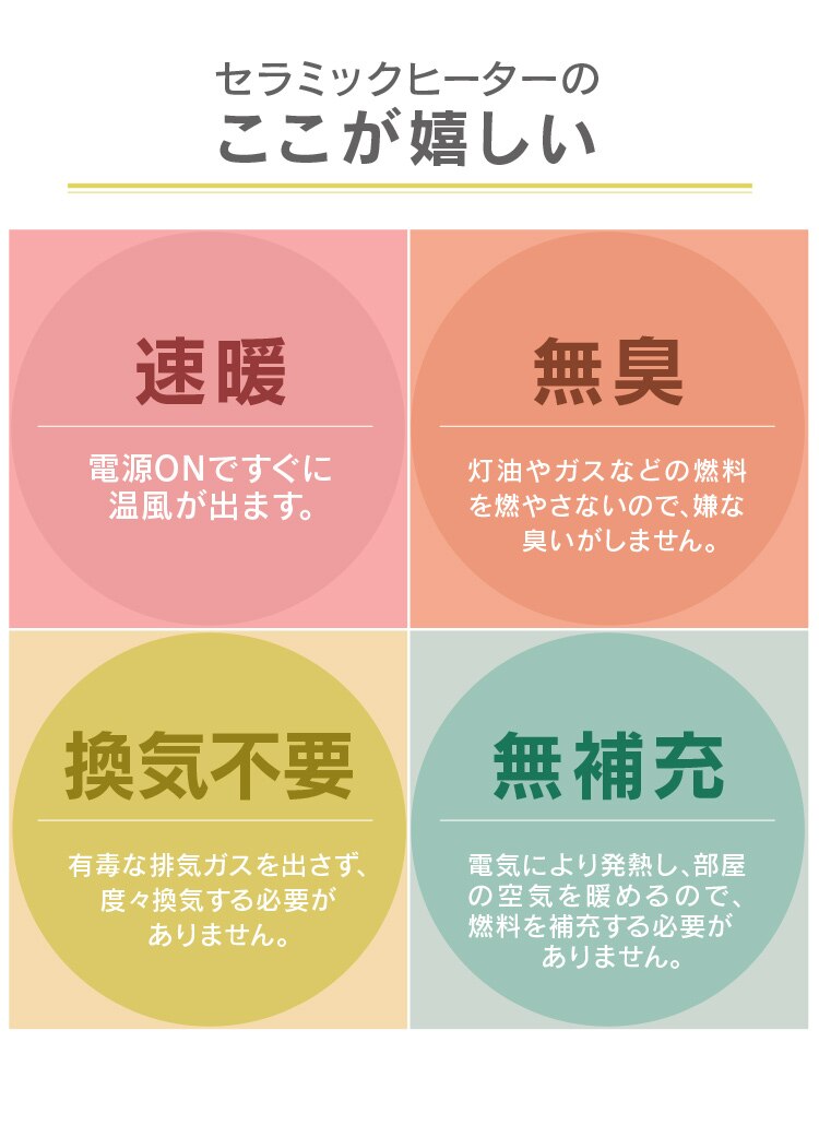 人感センサー付き 大風量セラミックファンヒーター 1200W メカ式 JCH-12DD3-W ホワイト9