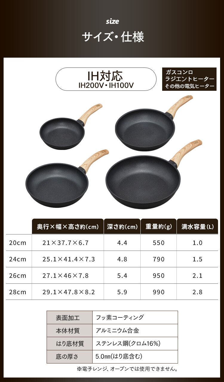 フライパン 28cm IH/ガス火対応 スキレットコートパン SKL-28IH 17