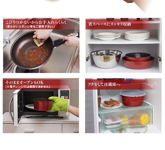 【IH対応】KITCHEN CHEF ダイヤモンドコートパン 9点セット H-IS-SE9 ピンク3