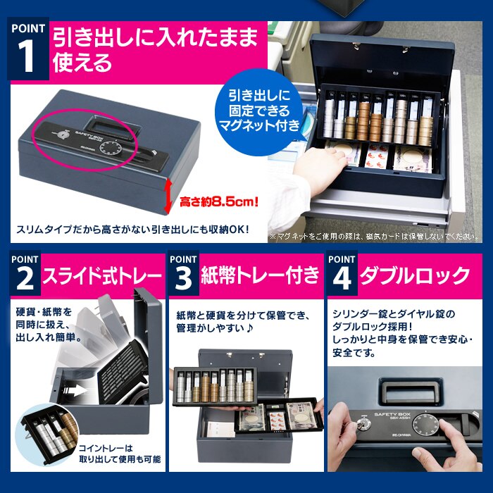 手提げ金庫 A5サイズ SBX-A5SH ダークブルー1