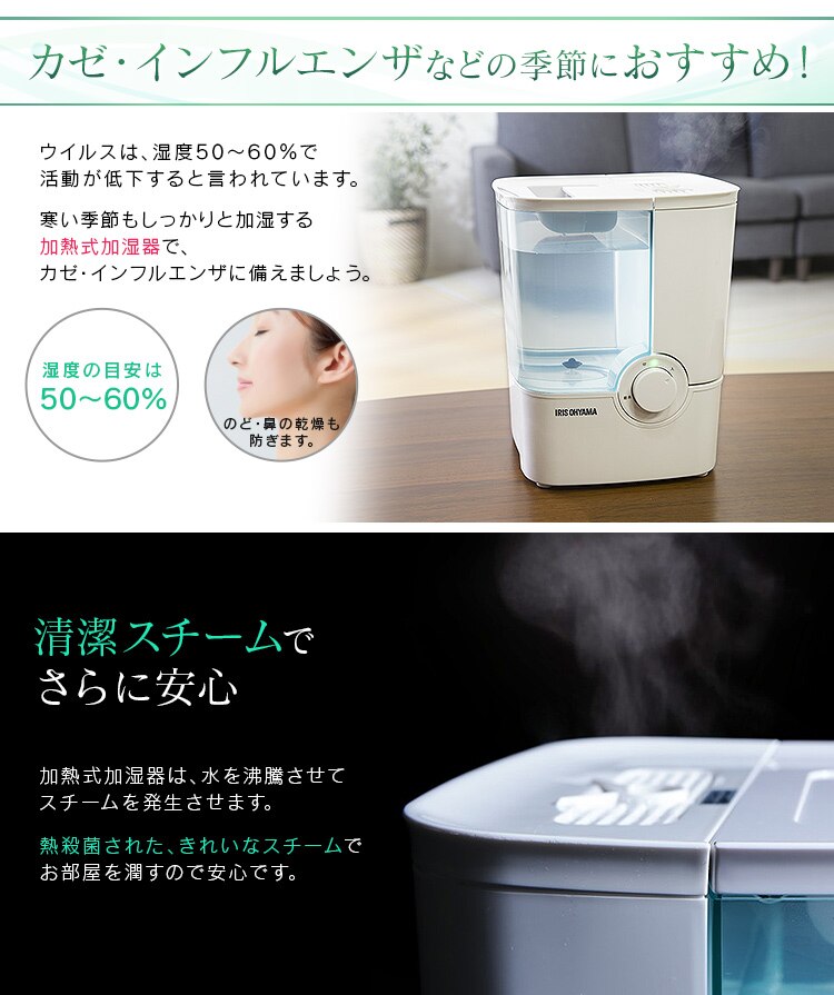 加熱式加湿器 SHM-4LU-G ホワイト/グリーン1