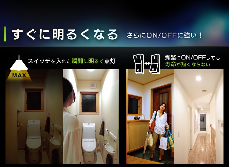 すぐに明るくなる