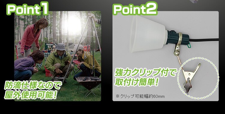 ワークライト LED クリップライト 防滴型 投光器 40形相当 作業灯 485lm ILW-45GBC22