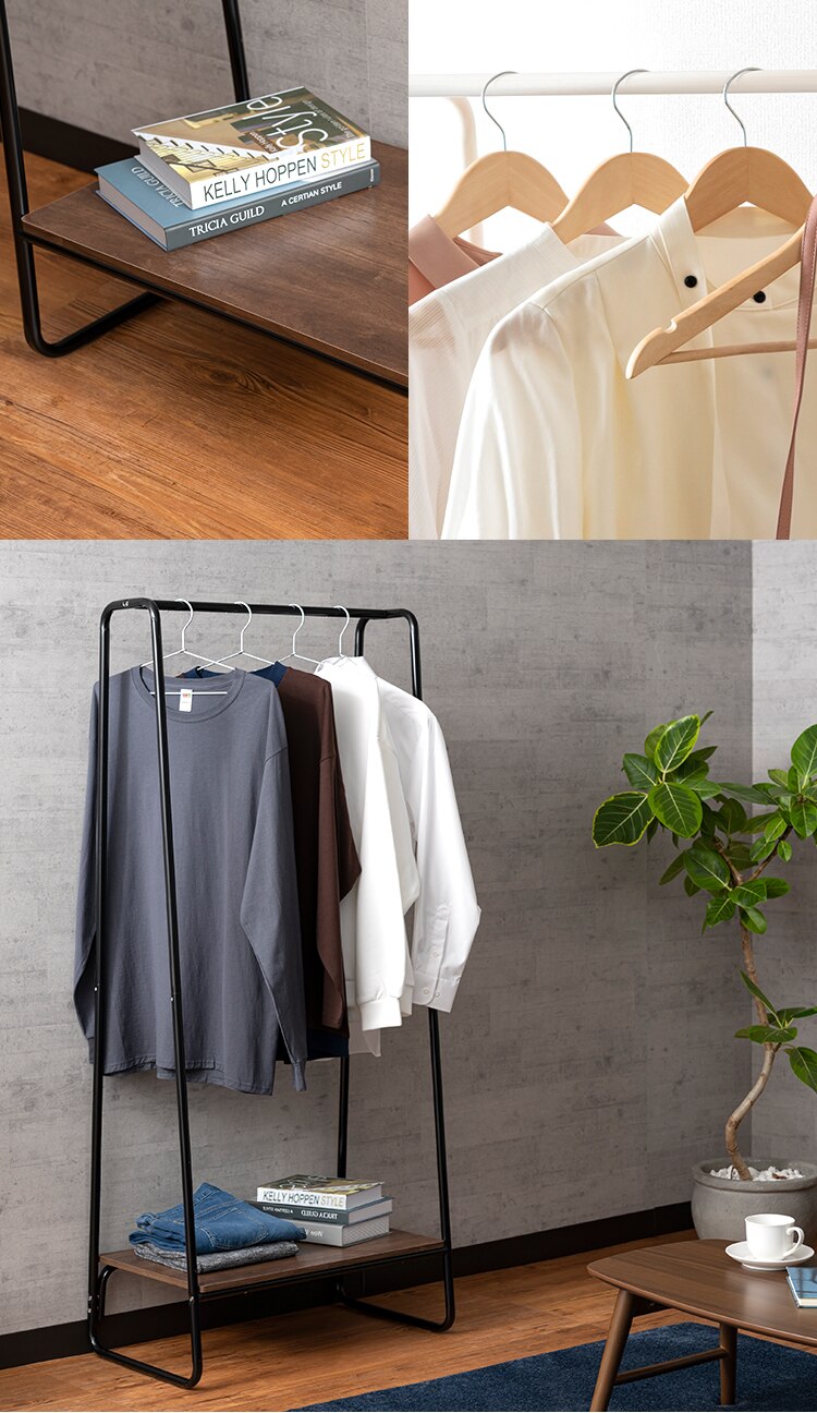 ハンガーラック 1段 プレミアム ボード1枚付き スタイルハンガー2WAYタイプ PI-B1 ブラック 1