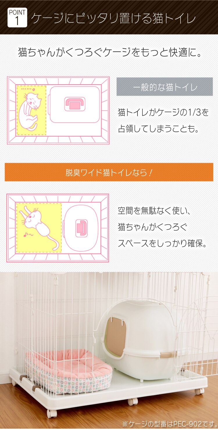 脱臭ワイド猫トイレ WNT-510 ホワイト1