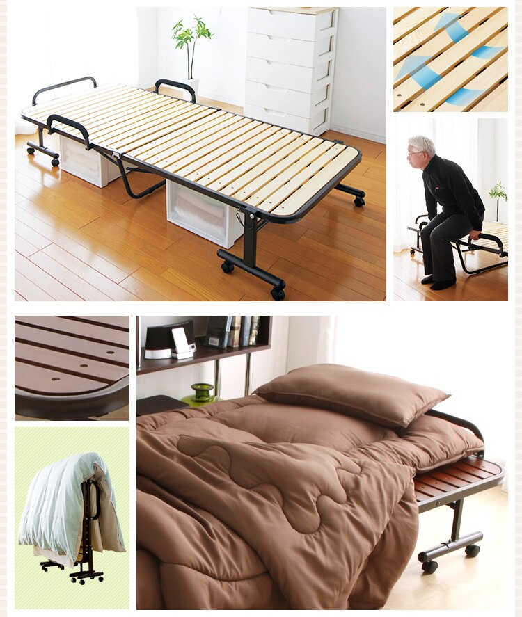 ベッド シングル すのこ 折りたたみ ハイタイプ OTB-WH ブラウン4