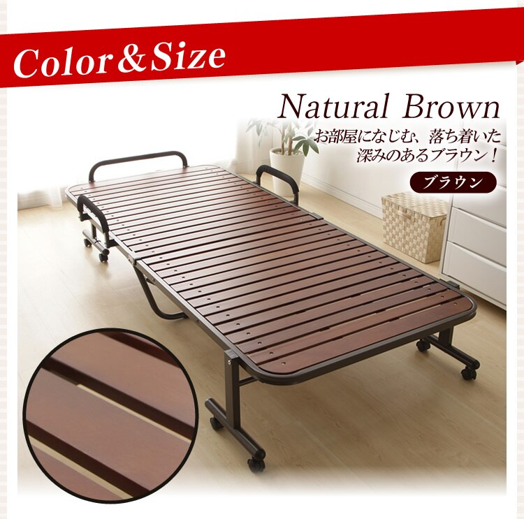 ベッド シングル すのこ 折りたたみ ハイタイプ OTB-WH ブラウン20