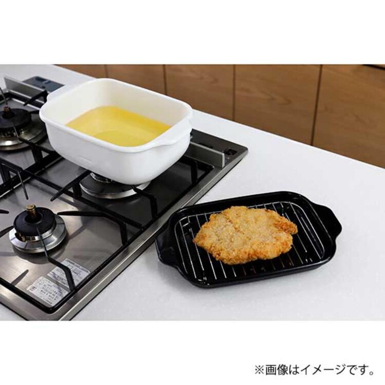 富士ホーロー 角型ホーロー天ぷら鍋 22cm ホワイト TP-22K.W 【プラザセレクト】