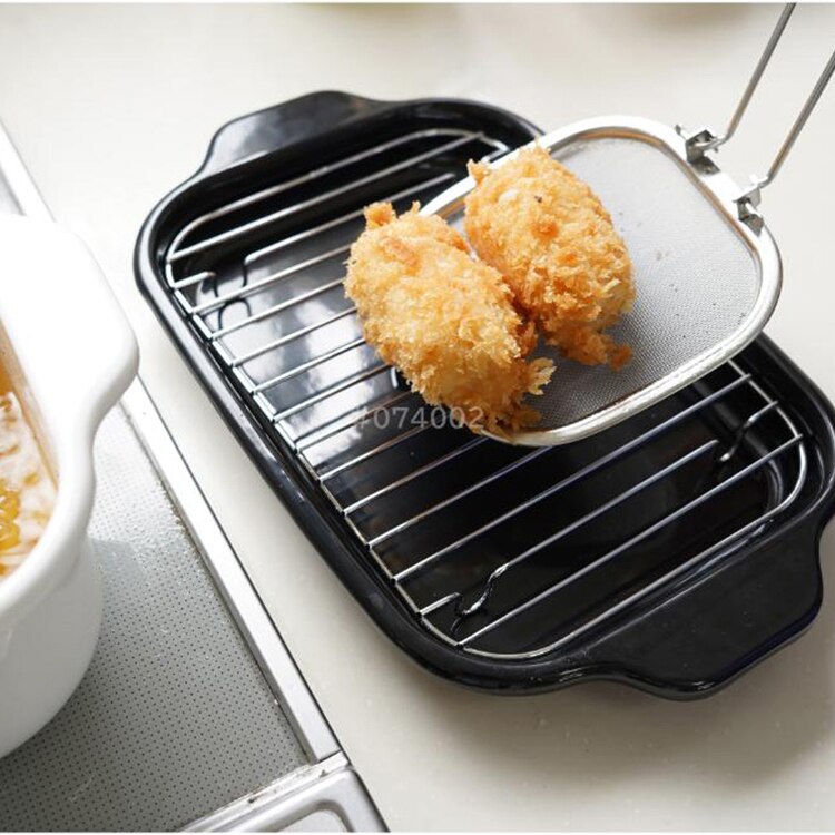 富士ホーロー 角型ホーロー天ぷら鍋 22cm フライヤーネット付き ホワイト TP-22KN.W 【プラザセレクト】