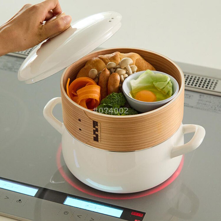 富士ホーロー ホーロー鍋 20cm せいろ付き SER-20W 【プラザセレクト】