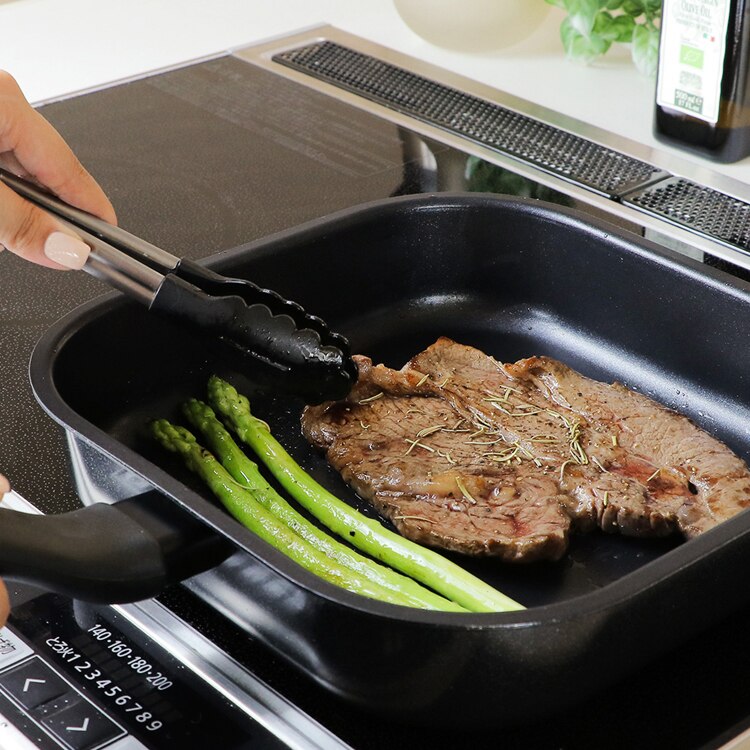 LIV PLUS 四角すぎる!フライパン 24cm ブラック ND-3633 【プラザセレクト】