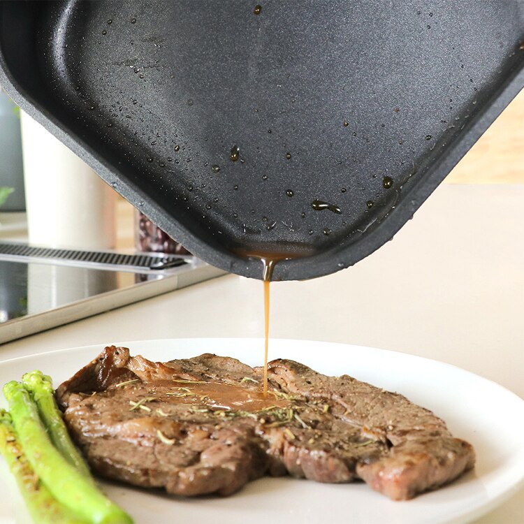 LIV PLUS 四角すぎる!フライパン 24cm ブラック ND-3633 【プラザセレクト】