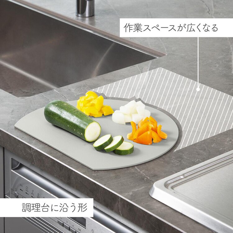 新輝合成 抗菌ミニまな板 D型 グレー 4465 【プラザセレクト】