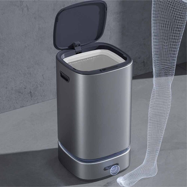 WINCOD 13Lスマートダストボックス 自動密閉･自動交換機能搭載 シルバー TH-SAT13-SL