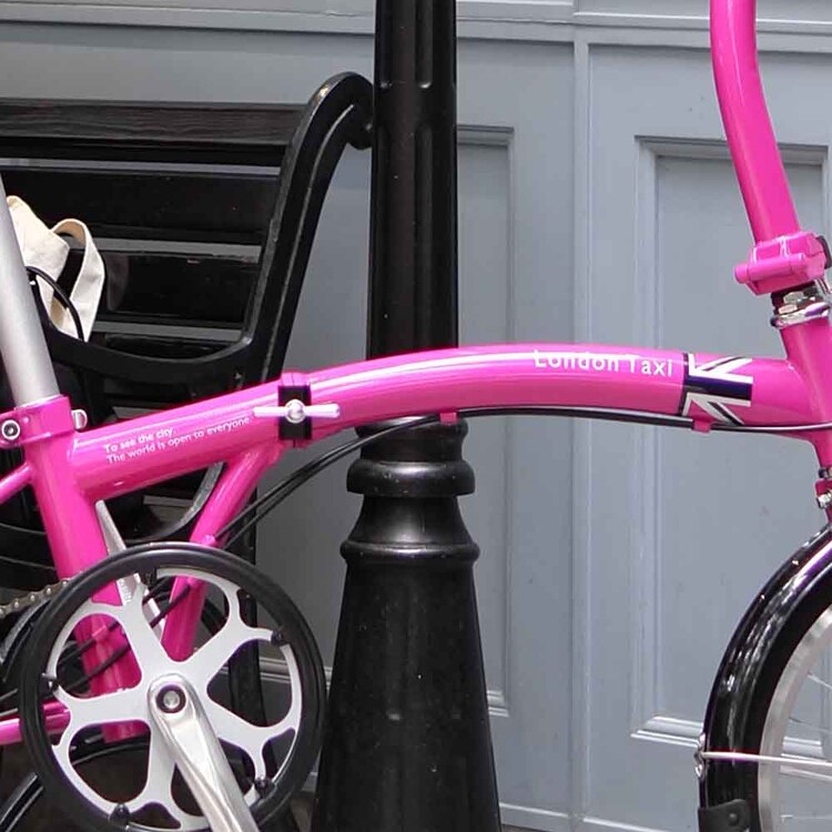 London Taxi 【完成車】折りたたみ自転車 16インチ スタンド付 SHIMANO製7段変速 ピンク JP8763 【時間指定不可】【代引不可】【同梱不可】【プラザセレクト】