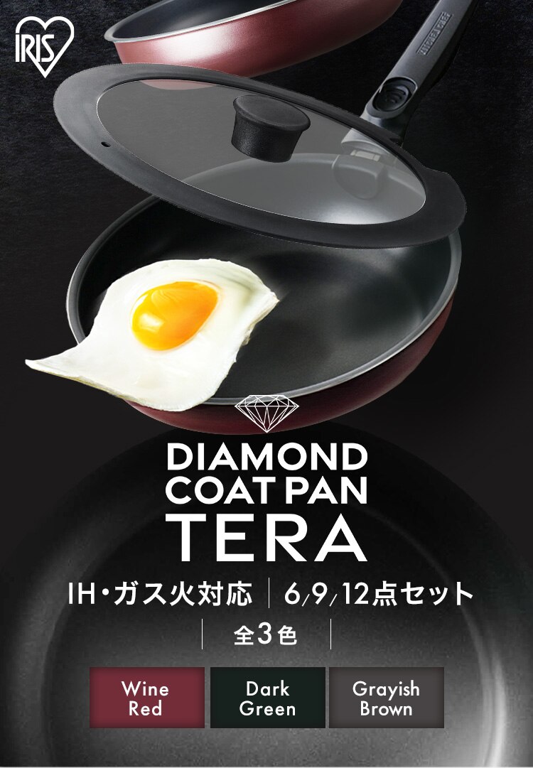 フライパン 6点セット IH/ガス火対応 DIAMOND COAT PAN TERA EHDC-T6S ダークグリーン0