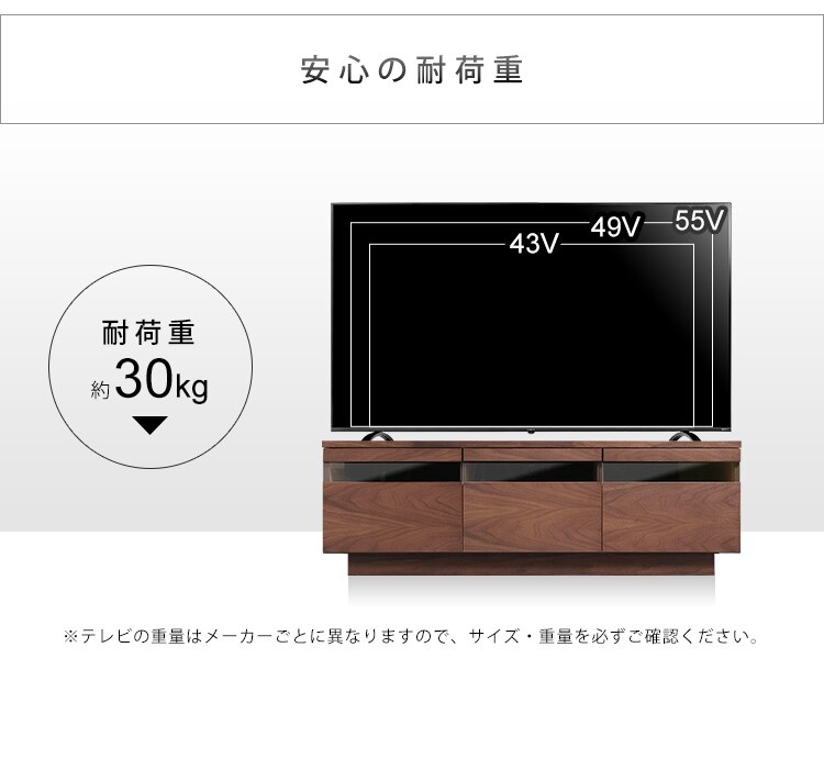 【時間帯指定不可】ボックステレビ台 125cm BTS-GD125U-WN ウォールナット27